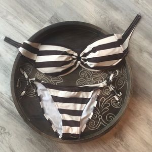 Lips Brown & white bikini set